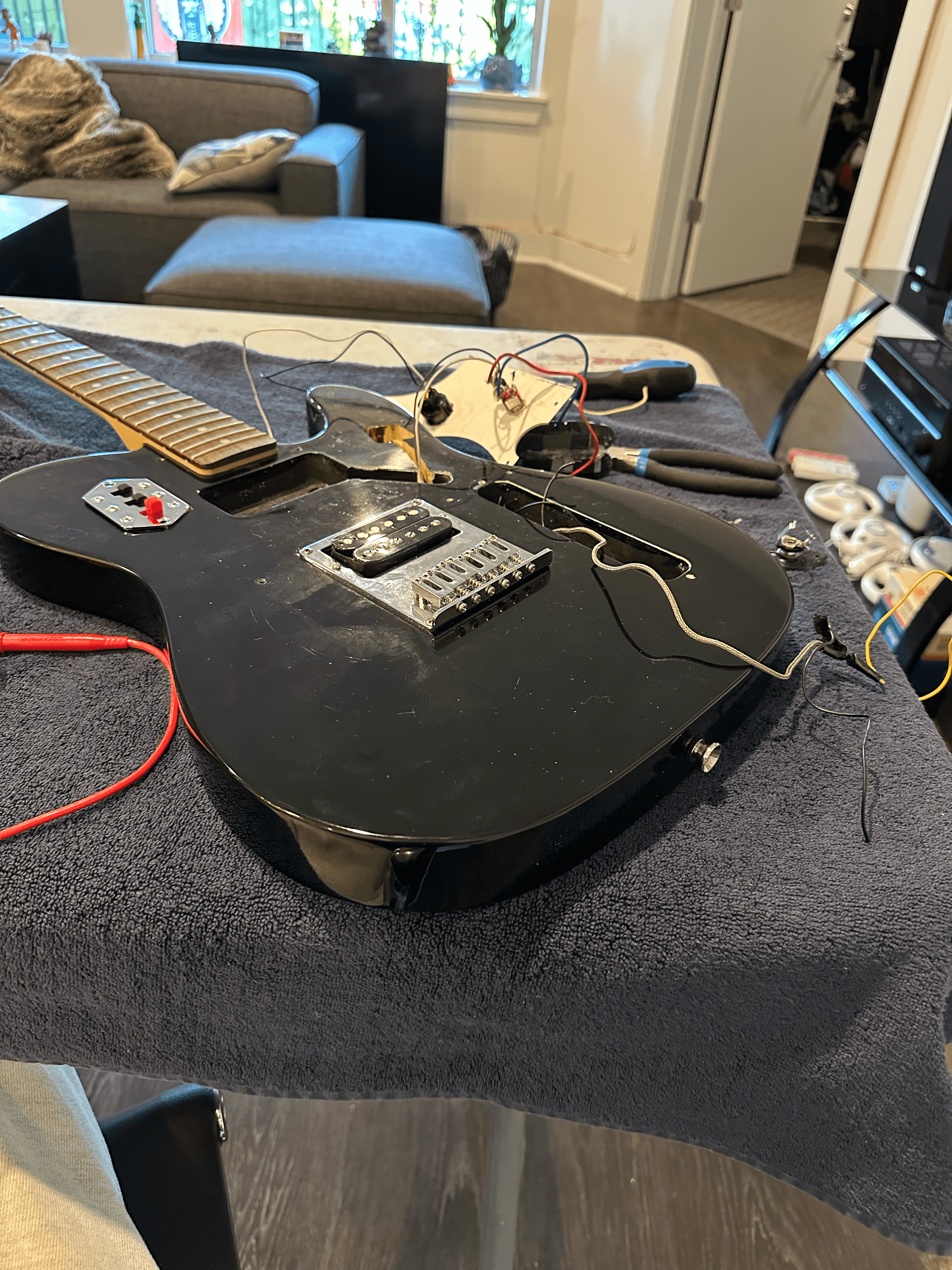 Back of the partscaster with control cavity exposed