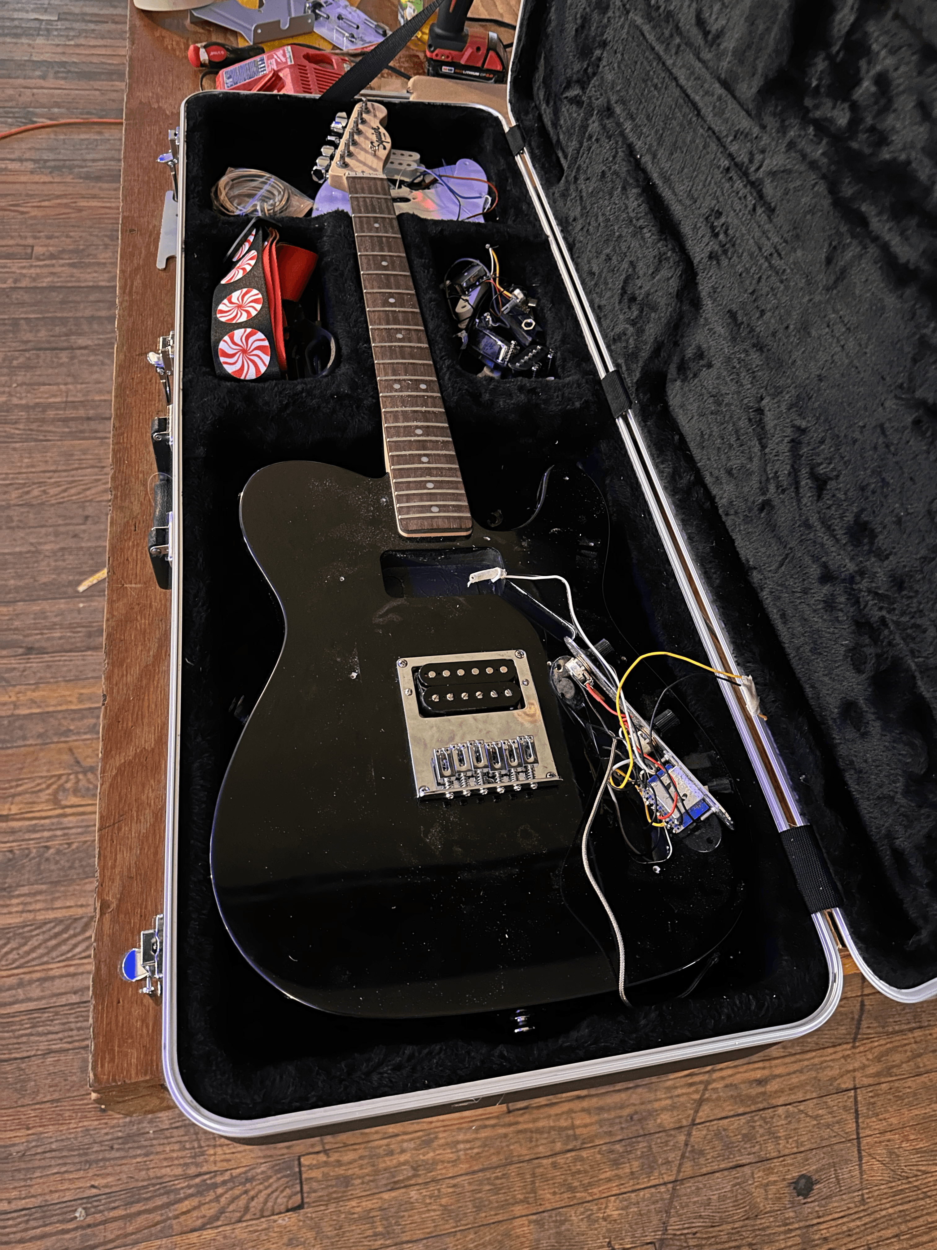 Partscaster body and electronics during build