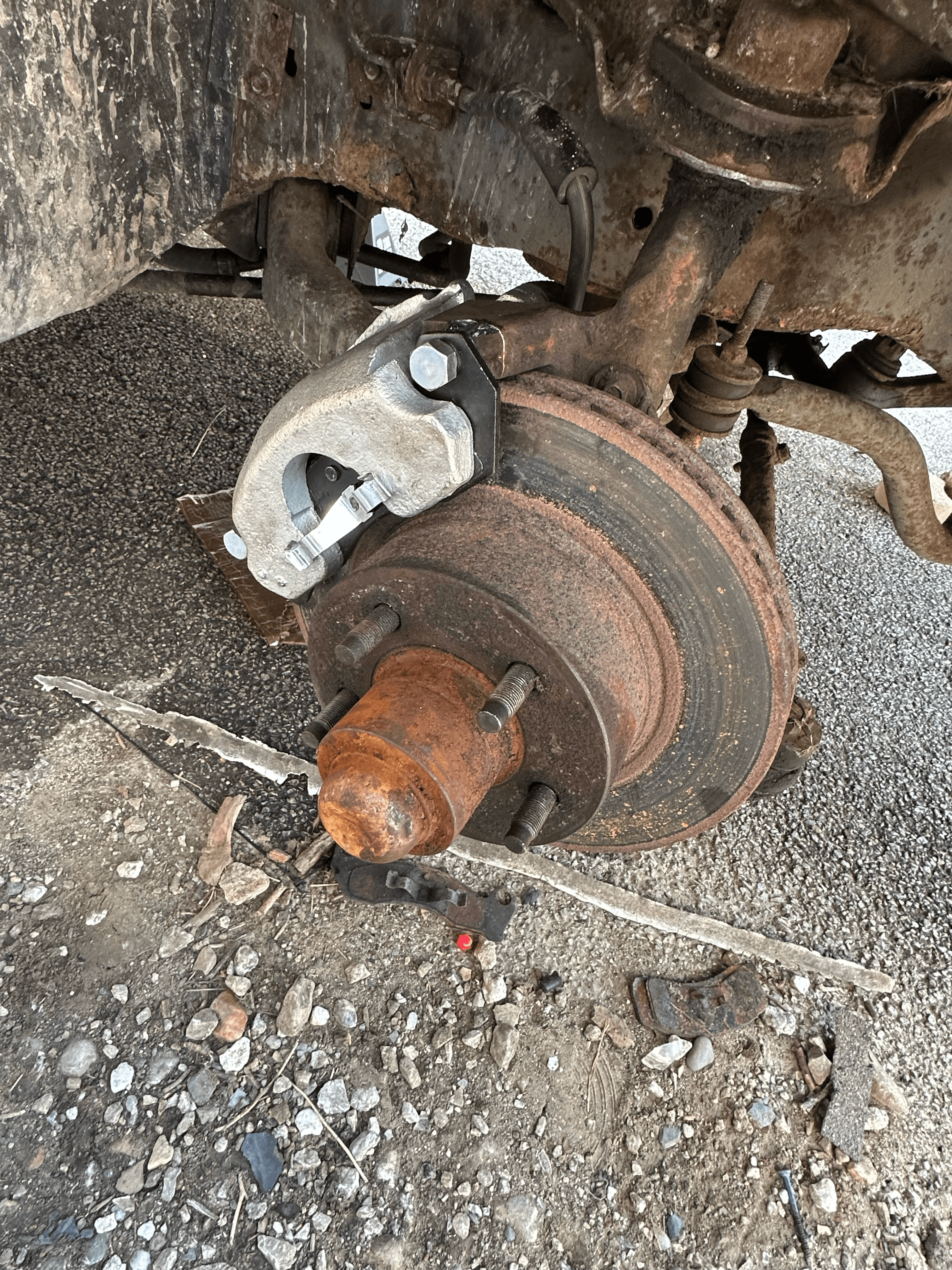 Town Car front brake hub during disassembly